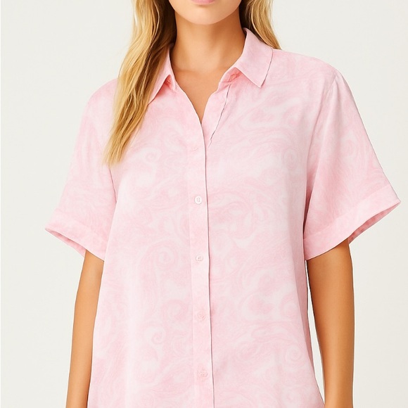 Frankie's Bikinis Pink Paisley Button Down Shirt - Picture 3 of 9